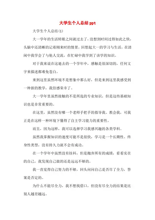 大学生个人总结ppt