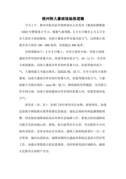 梧州特大暴雨现场报道稿