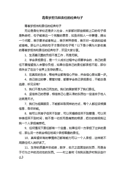 青春梦担当和责任的经典句子