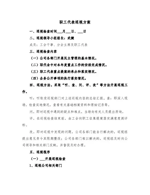 职工代表巡视方案(二篇)
