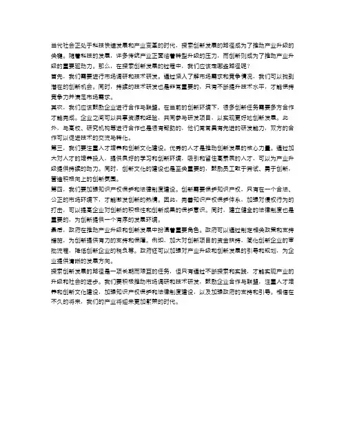 探索创新发展的路径,推动产业升级