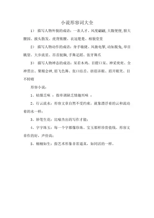 小说形容词大全