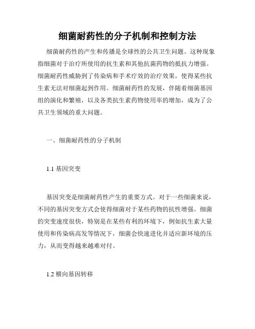 细菌耐药性的分子机制和控制方法