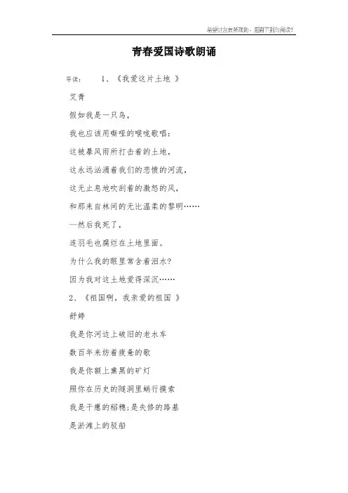 青春爱国诗歌朗诵