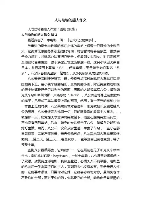 人与动物的感人作文（通用28篇）