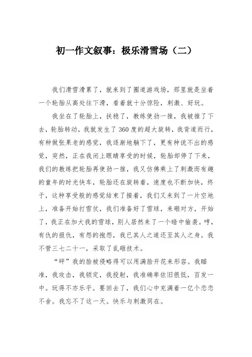 初一作文叙事：极乐滑雪场(二)