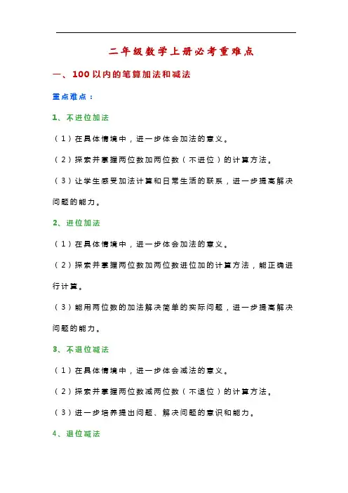 二年级数学上册必考重难点带习题全面解析,给孩子收藏!(附答案)
