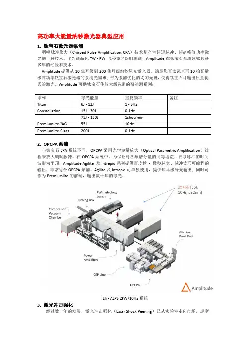 高功率大能量纳秒激光器典型应用