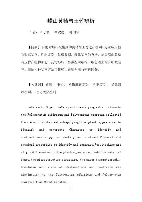 崂山黄精与玉竹辨析
