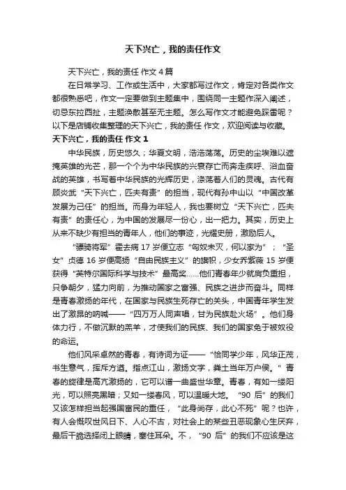 天下兴亡，我的责任作文