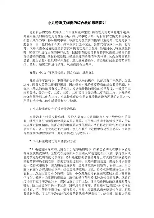 小儿特重度烧伤的综合救治思路探讨