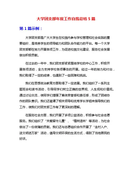 大学团支部年度工作自我总结5篇