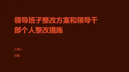 领导班子整改方案和领导干部个人整改措施