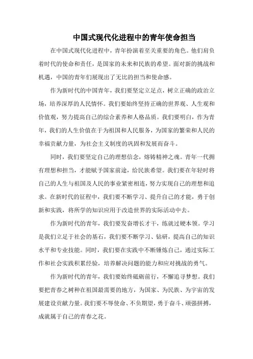 中国式现代化进程中的青年使命担当