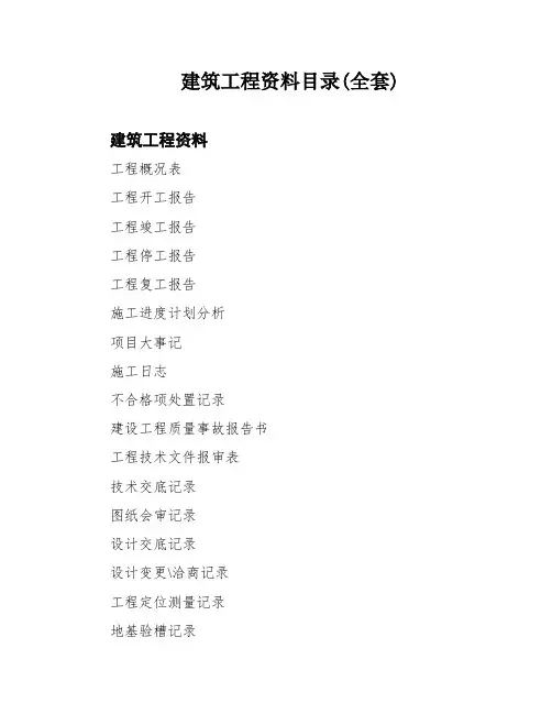 建筑工程资料目录(全套)