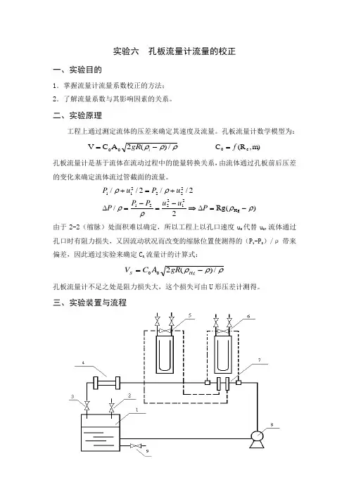 实验六 孔板流量计流量的校正