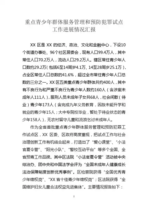 关于重点青少年群体服务管理和预防犯罪工作情况汇报