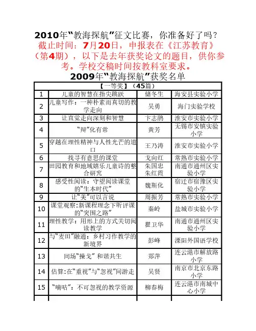 2009年教海探航获奖名单