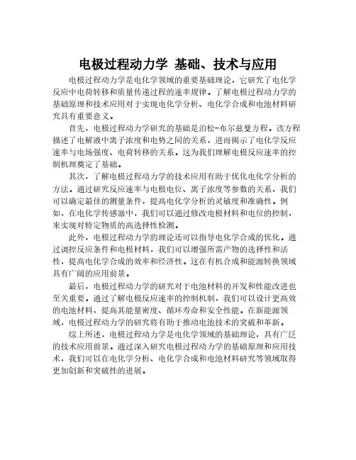 电极过程动力学 基础、技术与应用