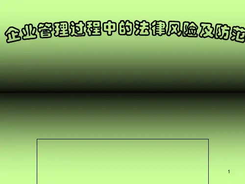 企业经营管理过程中的企业法律风险及其防范PPT课件