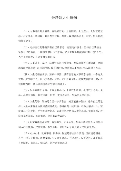 最精辟人生短句