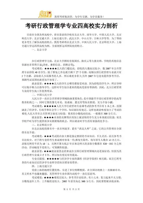 考研行政管理学专业四高校实力剖析