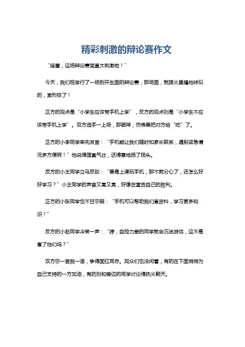 精彩刺激的辩论赛作文