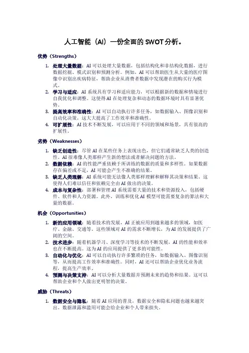 人工智能SWOT理性分析