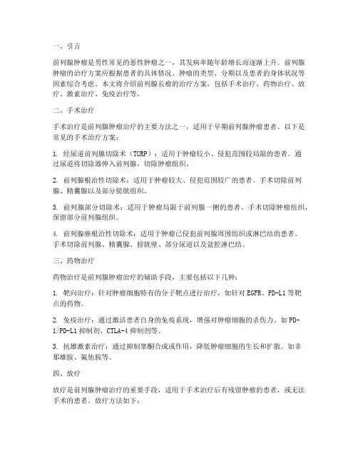 前列腺长瘤的治疗方案
