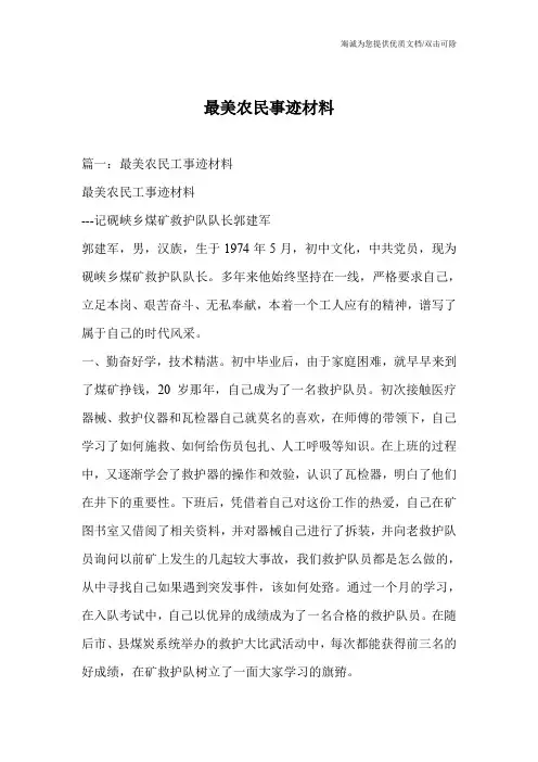 最美农民事迹材料