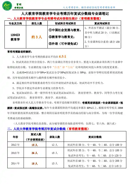 人民大学教育学考博真题-考研考博资料