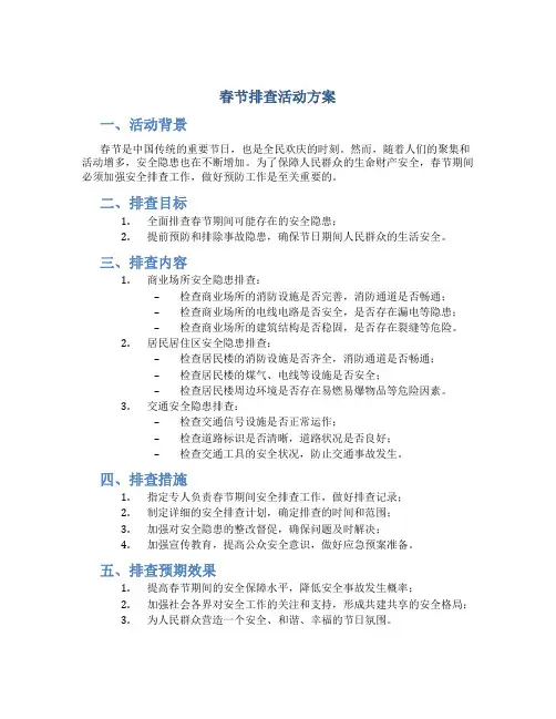 春节排查活动方案