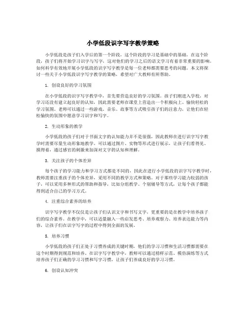 小学低段识字写字教学策略