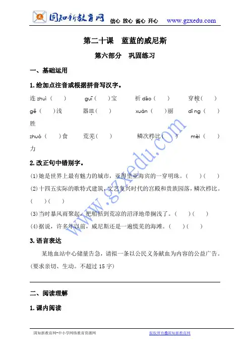 4-5蓝蓝的威尼斯(巩固练习)