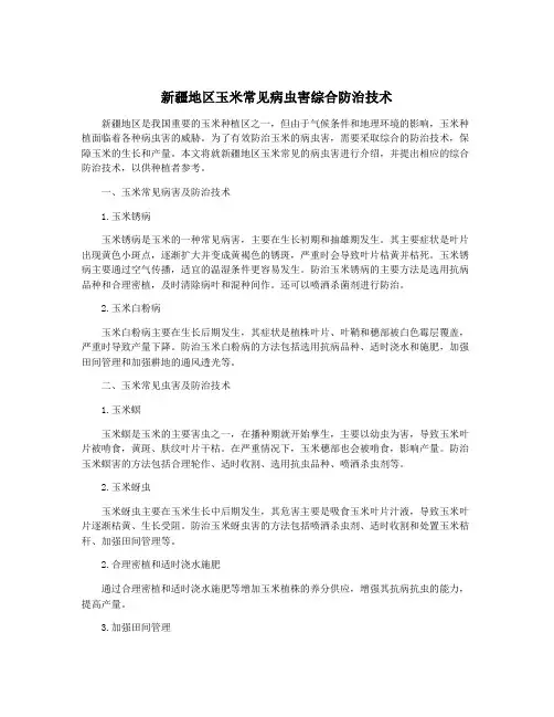 新疆地区玉米常见病虫害综合防治技术