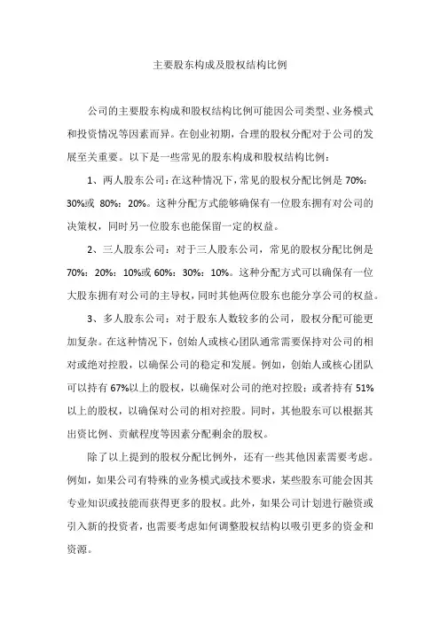 主要股东构成及股权结构比例