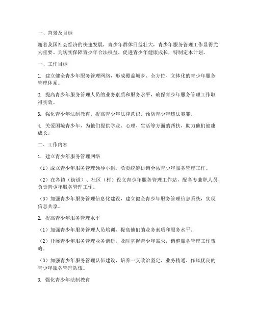 青少年服务管理工作计划