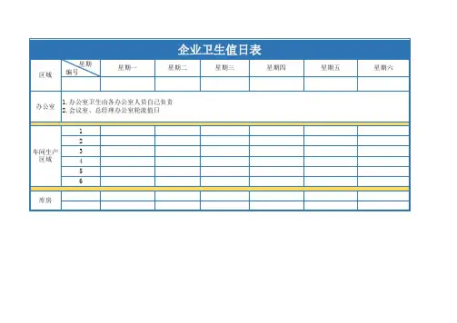 企业卫生值日表