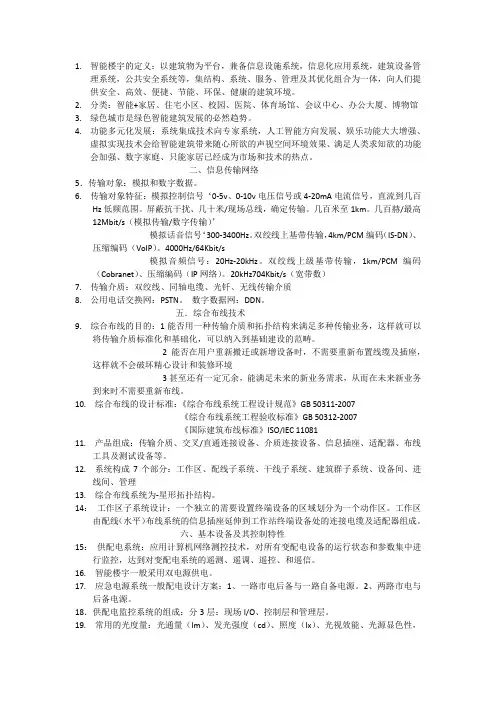 智能楼宇复习YYC