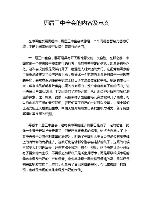 历届三中全会的内容及意义