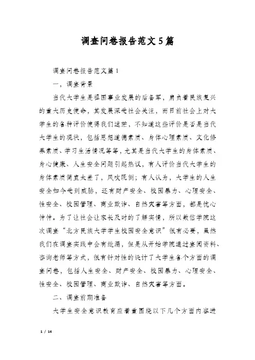 调查问卷报告范文5篇