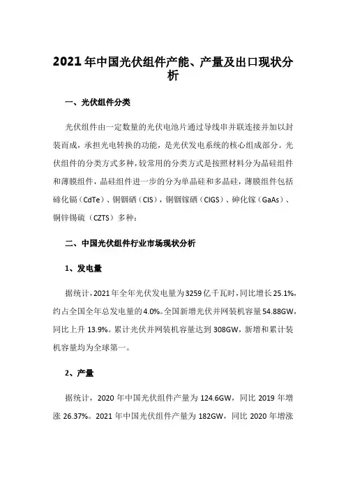 2021年中国光伏组件产能、产量及出口现状分析