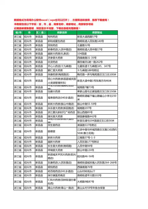2020新版浙江省绍兴市新昌县药工商企业公司商家名录名单黄页联系电话号码地址大全99家