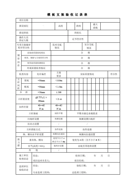 支模架验收记录