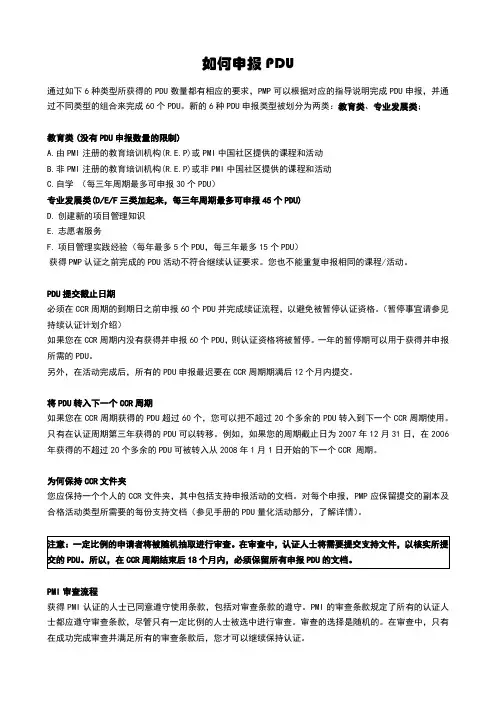 PMI PDU 申报指南
