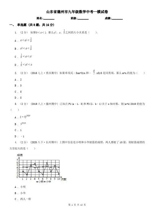 山东省德州市九年级数学中考一模试卷
