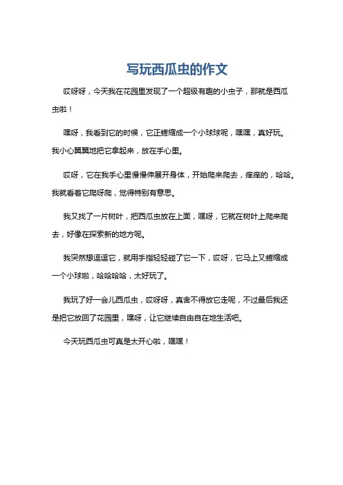 写玩西瓜虫的作文