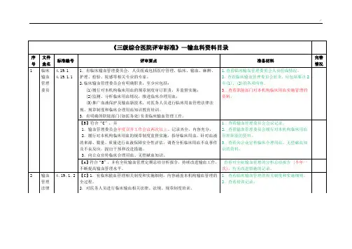 输血科三级综合医院评审规范标准