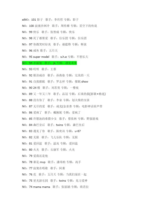 2005年动感101金曲歌单