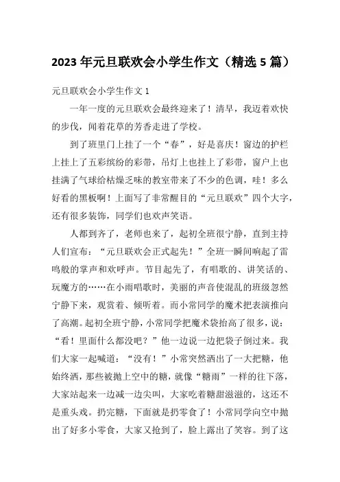 2023年元旦联欢会小学生作文(精选5篇)